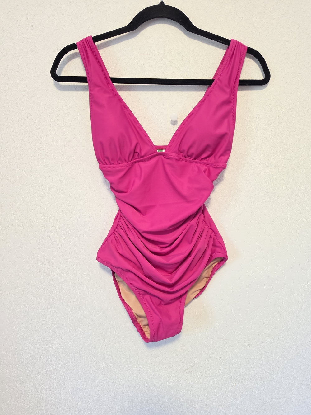 J. Crew Bright Pink Ruched One-Piece Swimsuit Women's Size 2 New with tags
